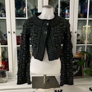 CAbi Crop Sweater Sz XS  Black and Gray